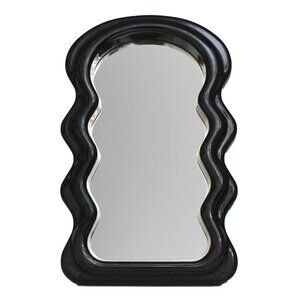 Black Glossy Wavy Tabletop Mirror